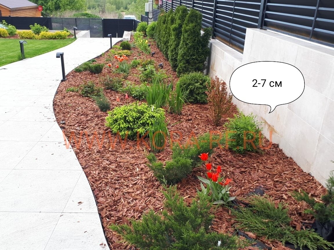 Мульча средней фракции 2-7см. www.kora-rf.ru