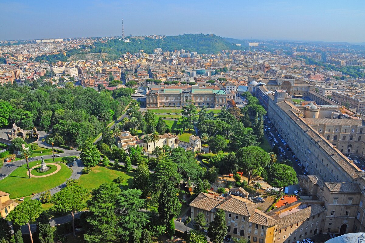 Сады и дворцы Ватикана, фотография с купола собора святого Петра