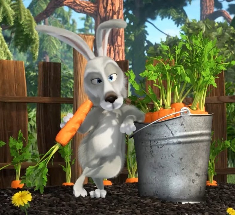 Урожай моркови у нас тоже всегда богатый, прямо как у этого зайца