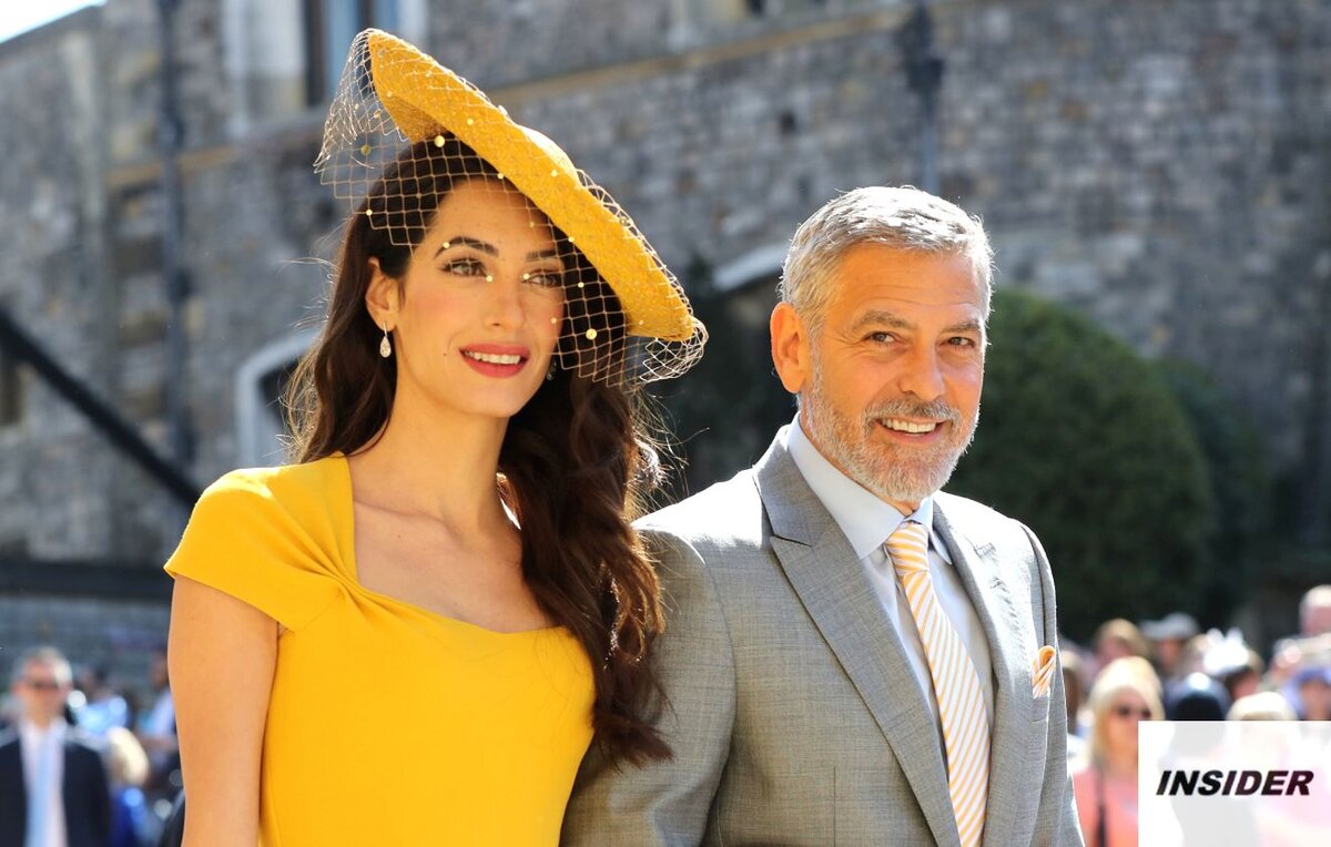 Источник:showbiz cheat sheet. Амаль и Джордж Клуни на свадьбе Меган и Гарри