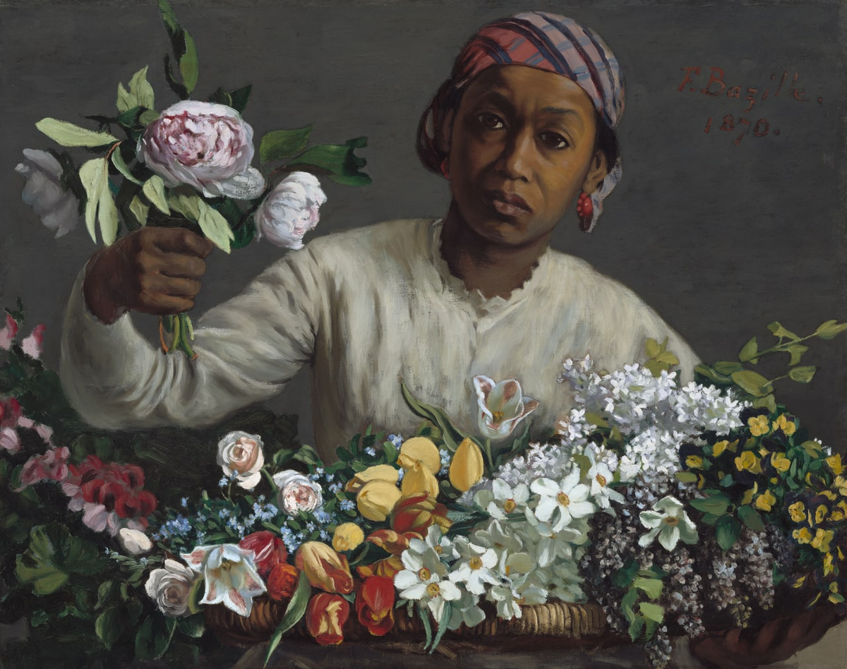 Фредерик Базиль. Молодая женщина с пионами, 1870. Национальная галерея искусств, Вашингтон. 