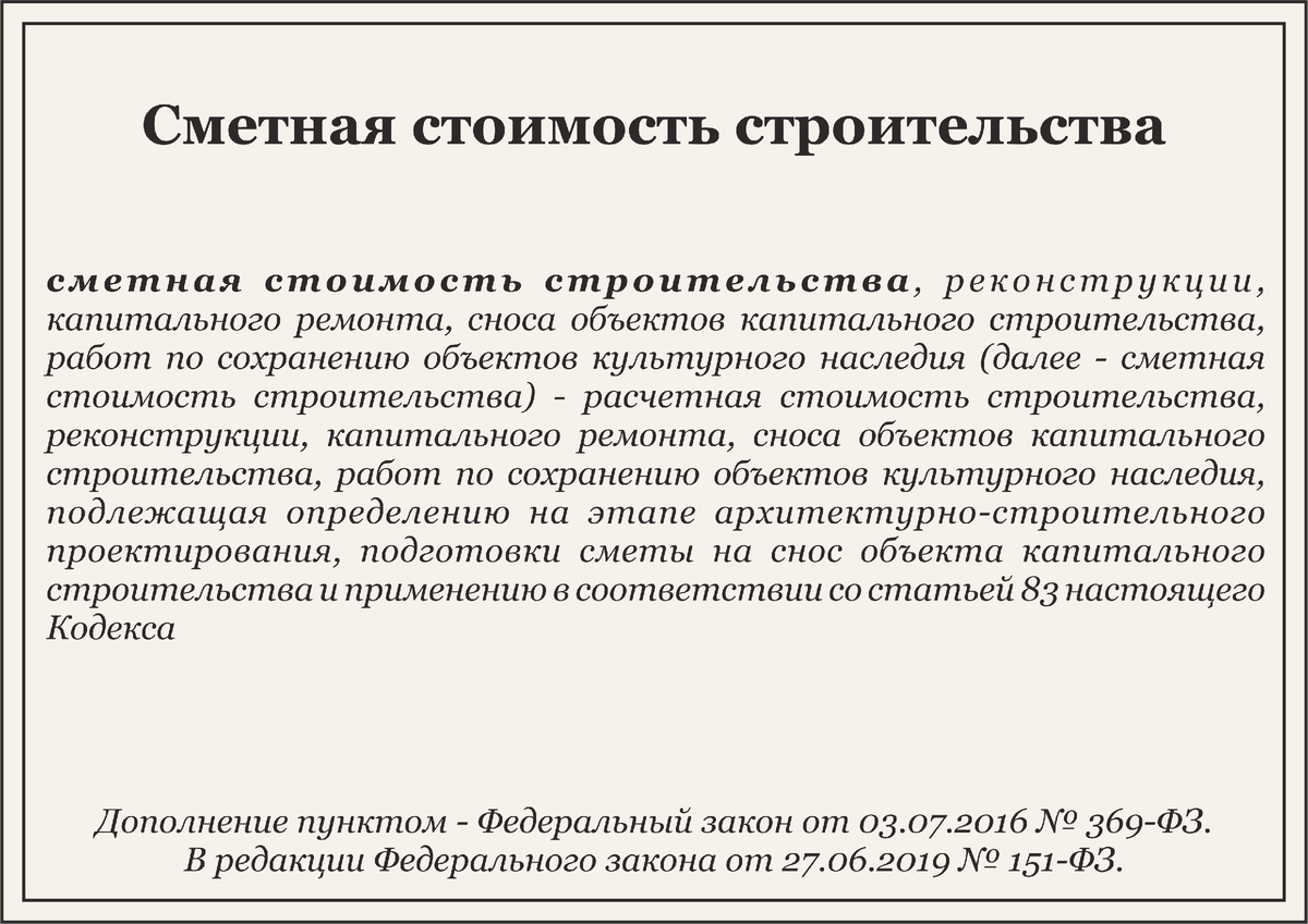 Сметная стоимость строительства