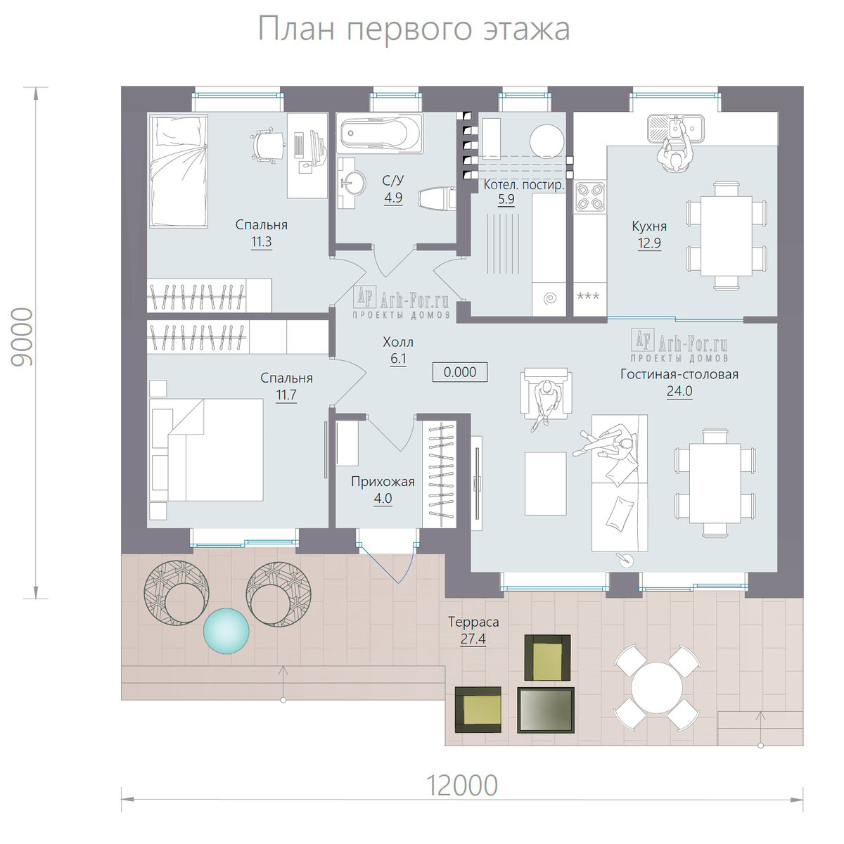 Проект дома 79кв.м. с комфортной планировкой для небольшой семьи | 