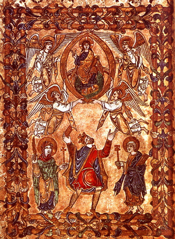 Посветительный лист дарственной хартии короля Эдгара Ньюминстерскому аббатству 966 год