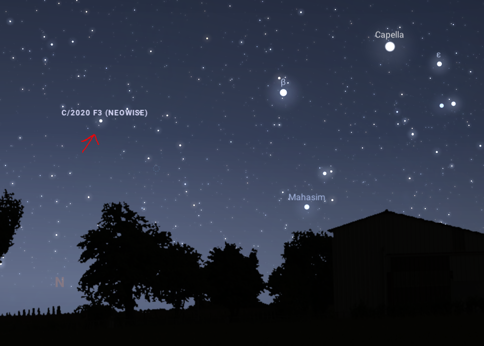 Расположение кометы на 13 июля 2020 г. (скриншот из программы Stellarium Web Online).
https://stellarium-web.org/