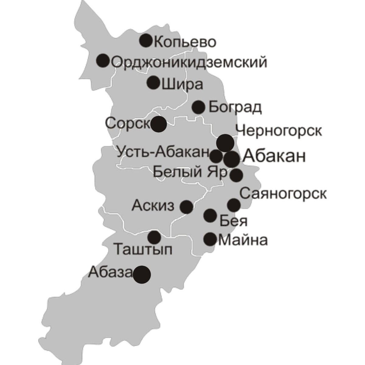 Контурная карта республика хакасия