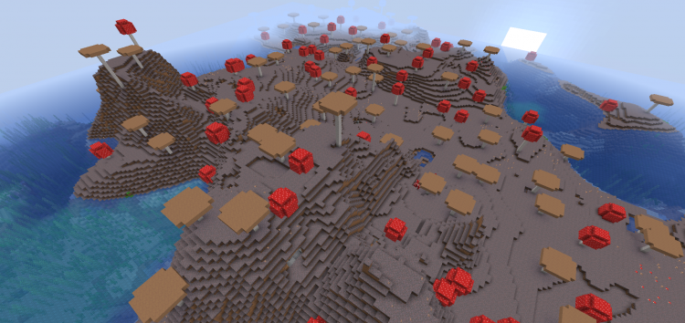 Пришла пора отправиться в увлекательное приключение и насладиться уникальной атмосферой. А для начала предстоит просто использовать сид 6306340659897560804 Большой грибной остров для Майнкрафт, который позволит без проблем отправиться в приключение и исследовать просторный остров, который будет не только непредсказуемым, но и максимально любопытным. 