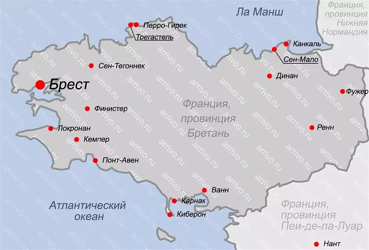 Провинция бретань во франции карта