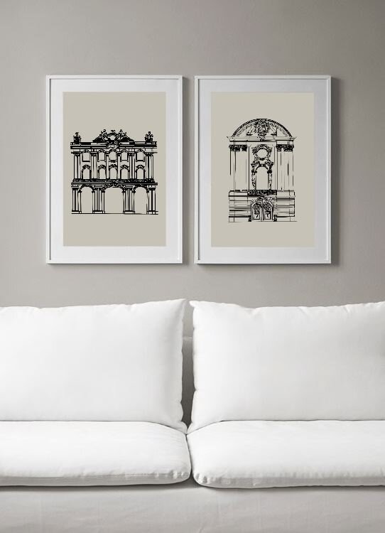 Постеры «ЗИМНИИЙ ДВОРЕЦ» и «СТРОГАНОВСКИЙ ДВОРЕЦ», domumdecoration.com