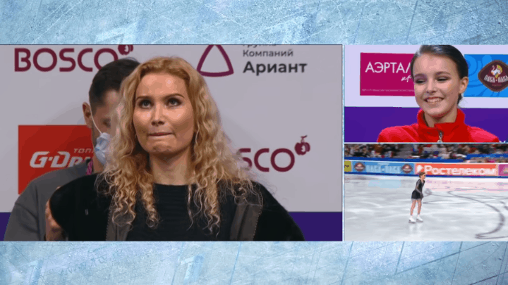 Этери Тутберидзе, Анна Щербакова на ЧР 2021. Фото: гифка автора