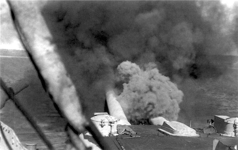 Fig. 1. 1915 Battle of Gallipoli, British battleship HMS “Canopus” fires a salvo from her 12-inch guns while bombarding Turkish forts defending the Dardanelles.
