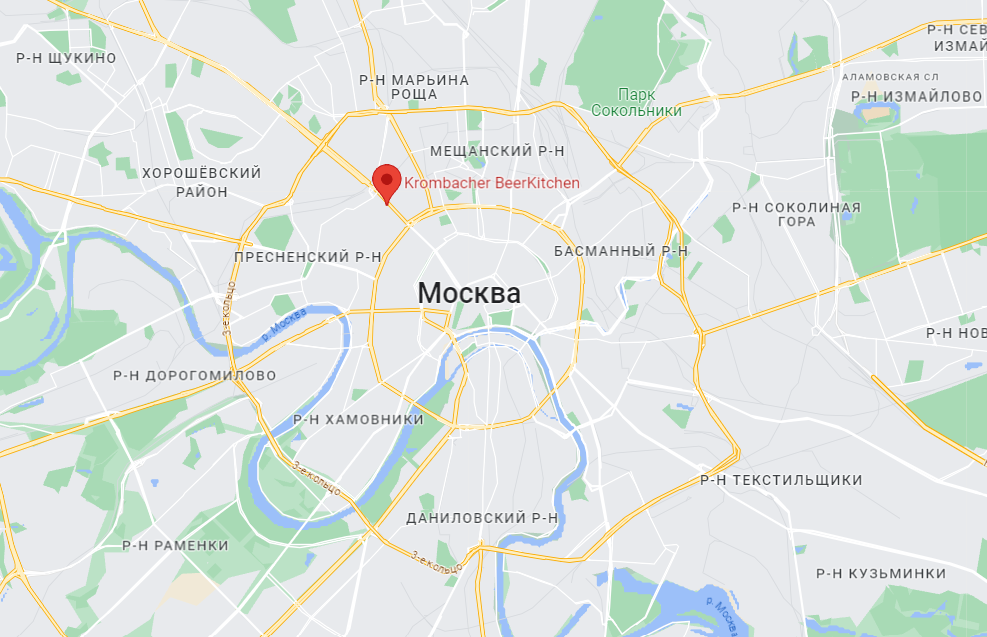 Ресторан находится на центральной Московской улице: 1-ой Тверской-Ямской.