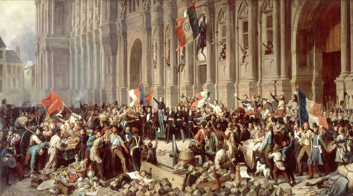 «Альфонс де Ламартин у Отеля-Де-Вилль отвергает красный флаг 25 февраля 1848 года» © Феликс-Эмманюэль-Анри Филиппото