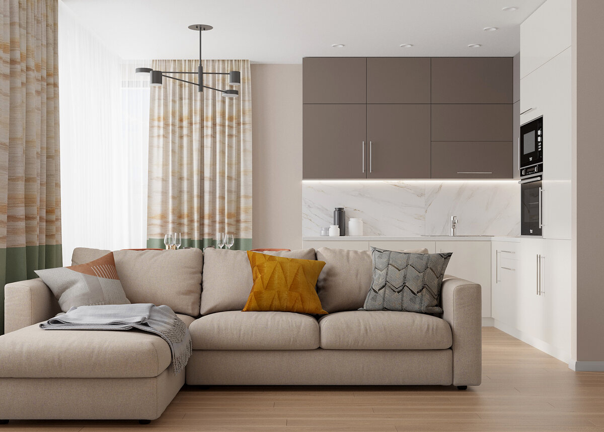 Кухня-гостиная в проекте интерьера квартиры SOVA interiors