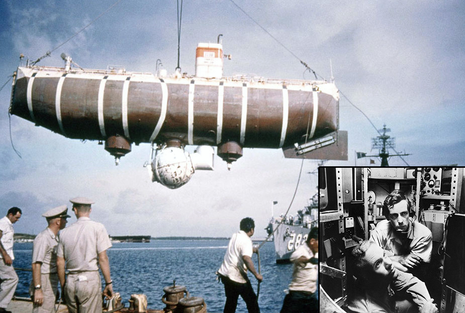 Погружение глубоководного батискафа «Триест».