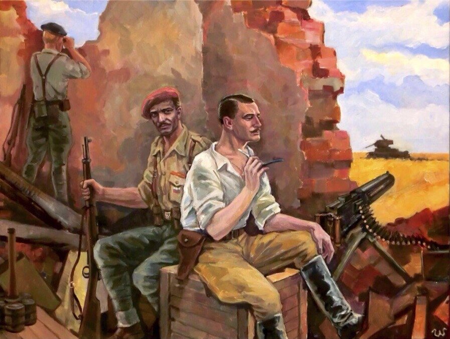 Русские белогвардейцы в Испании. Художник: Марк Шуб