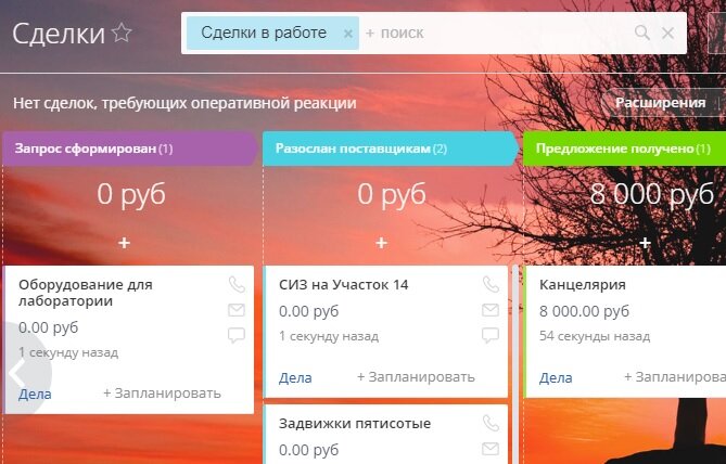 Пример воронки закупа — как это может выглядеть в CRM