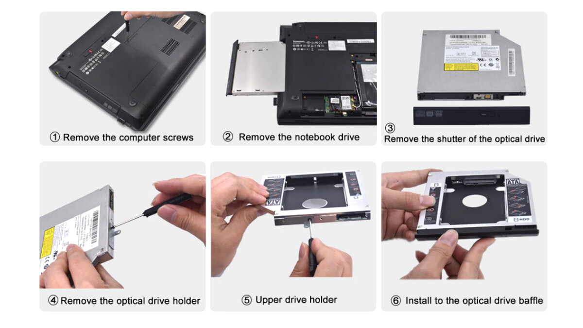 5. Second hdd caddy 9. 5 sata 12. 0mm optibay. адаптер для жёсткого диска 2.