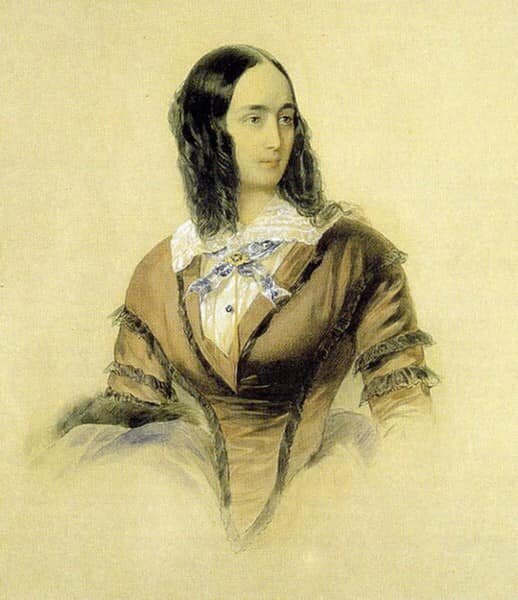 Владимир Гау, портрет Натальи Николаевны Пушкиной, бумага, акварель, 1842