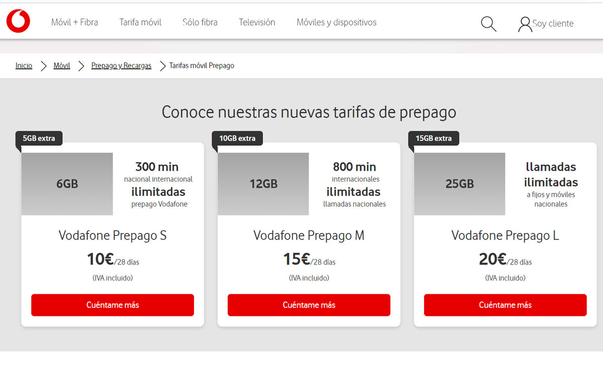Тарифы Vodafone с официального сайта