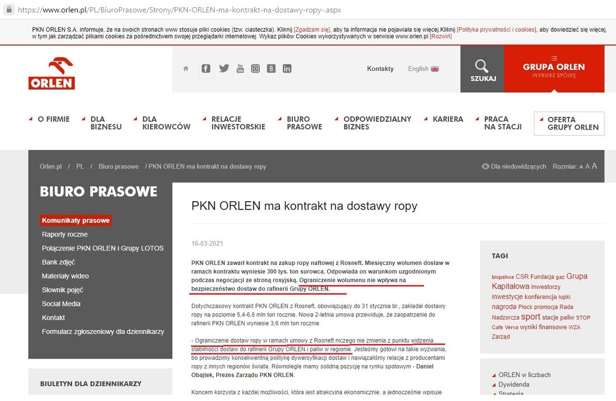 Скриншот страницы https://www.orlen.pl/PL/BiuroPrasowe/Strony/PKN-ORLEN-ma-kontrakt-na-dostawy-ropy-.aspx