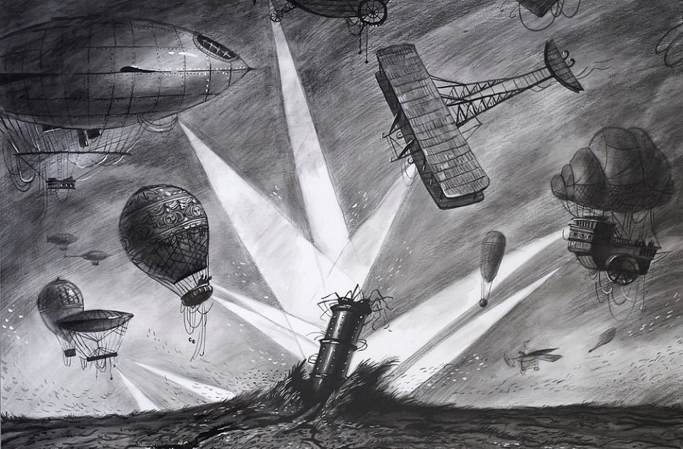 Иллюстрация к роману «Война в воздухе» Г. Уэллса, 1908 г.