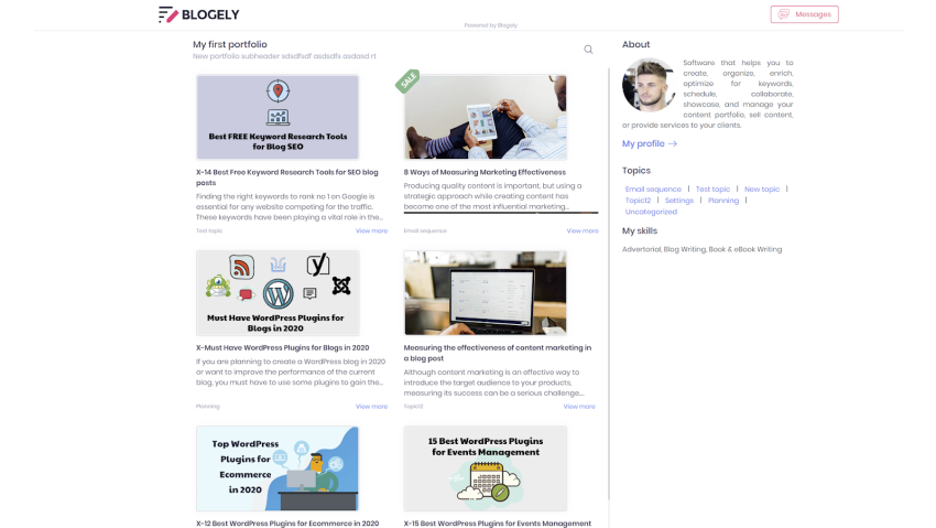 Встроенное портфолио