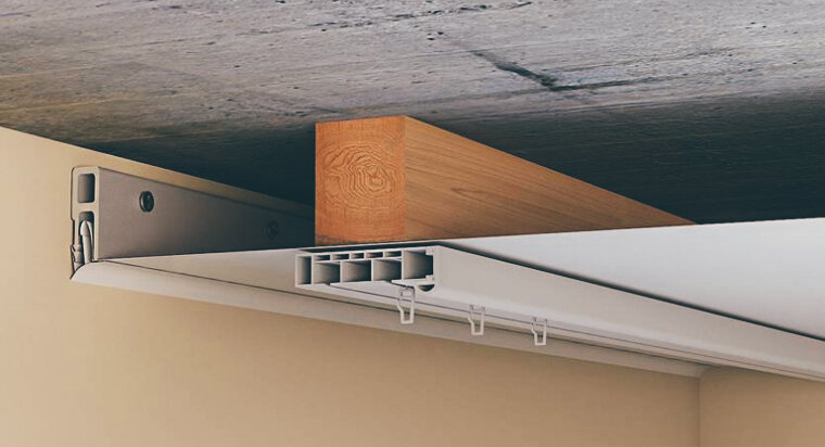 Схема установки натяжного потолка с помощью закладной.