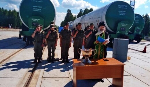 Иеромонах Антоний (Ласточкин). Освящение ракеты-носителя «Союз-2.1б» со спутником нового поколения. Космодром Плесецк 2021г. Фото -www.arh-eparhia.ru