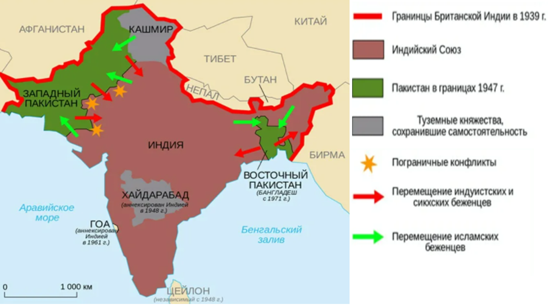 Карта британской индии