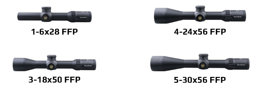 Вот так выглядит линейка прицелов Continental от Vector Optics в первой фокальной плоскости