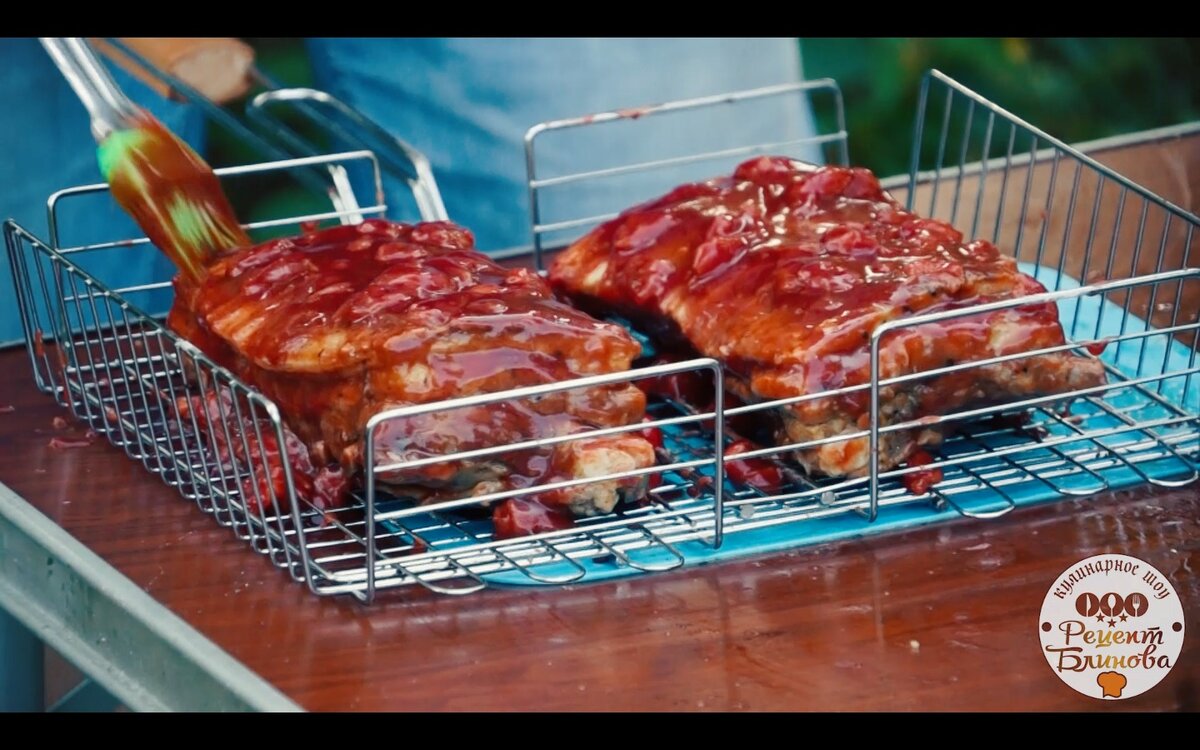                                  Свиные ребрышки барбекю на мангале в вишневой глазури
                      