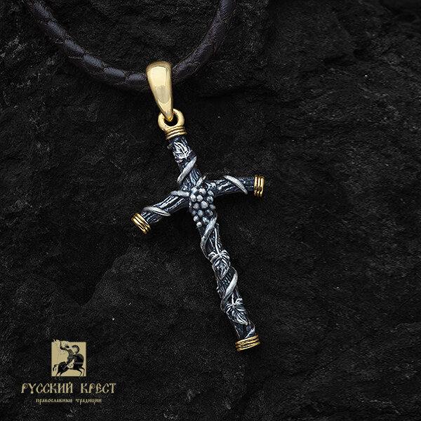 Грузинский крест святой Нины из серебра с позолотой