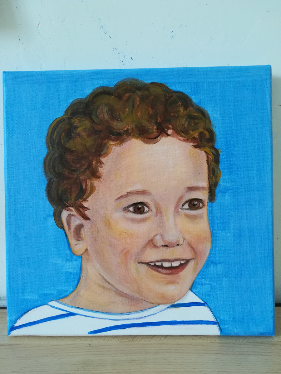 французский мальчик, 30х30, акрил