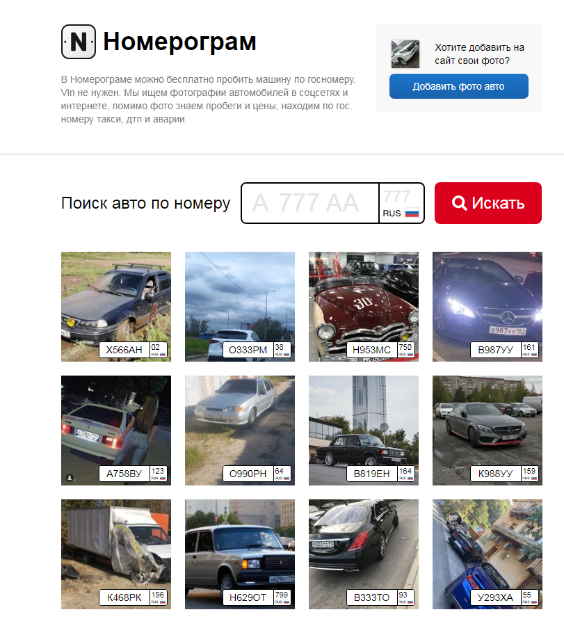 Найти фото машины по гос номеру бесплатно в россии