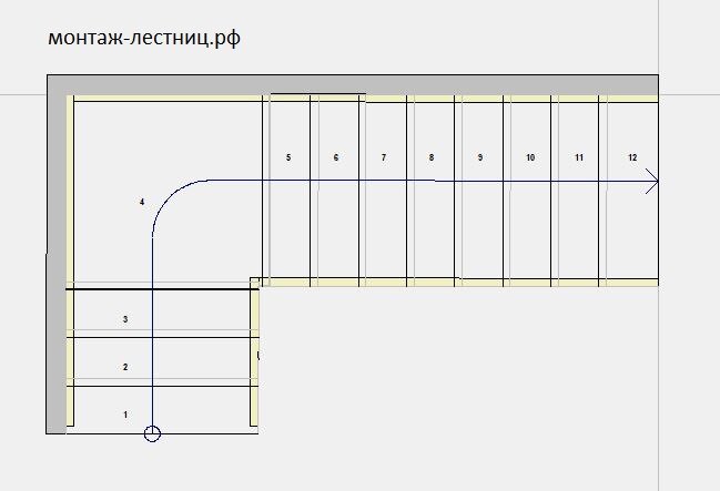 Как посчитать площадь г образного коридора