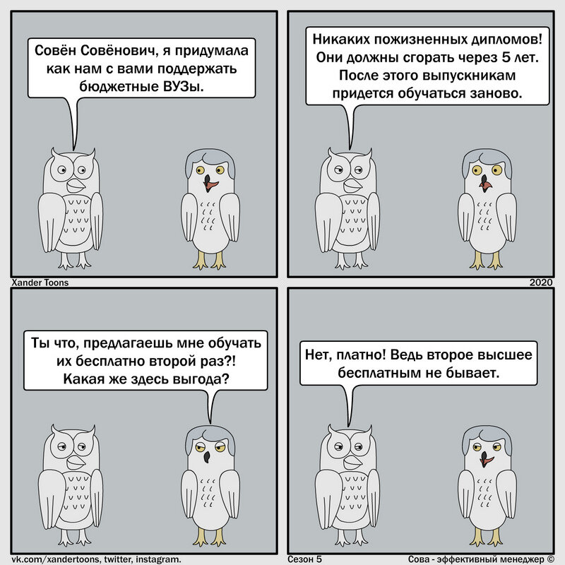 Сова - эффективный менеджер. Сезон 5, №40. "Поддержим образование орехами!".