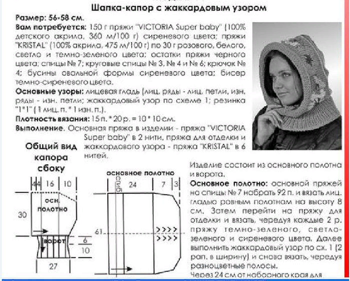 Шапочки после химиотерапии Комплект Шарф капюшон Бини Вискозный тр-ж