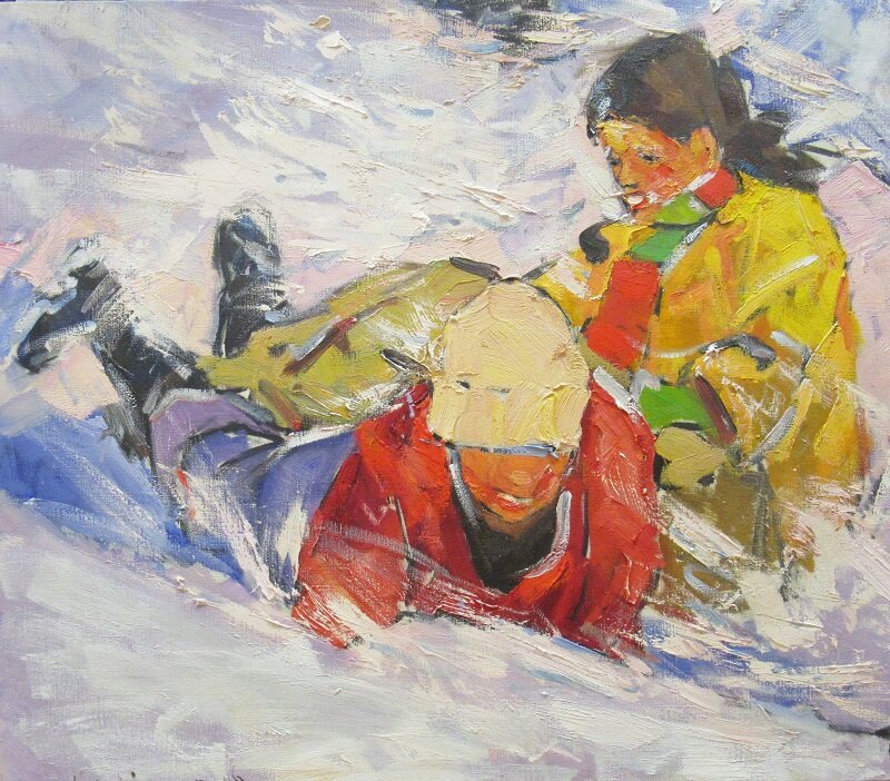 Кожевников В.Е., «Катанье с горки», 2006-2009, холст, масло