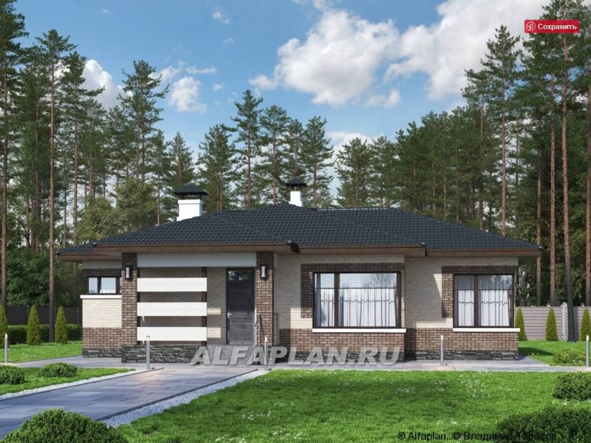 Проект одноэтажного дома 419А "Авалон" © Владимир Тарасов 