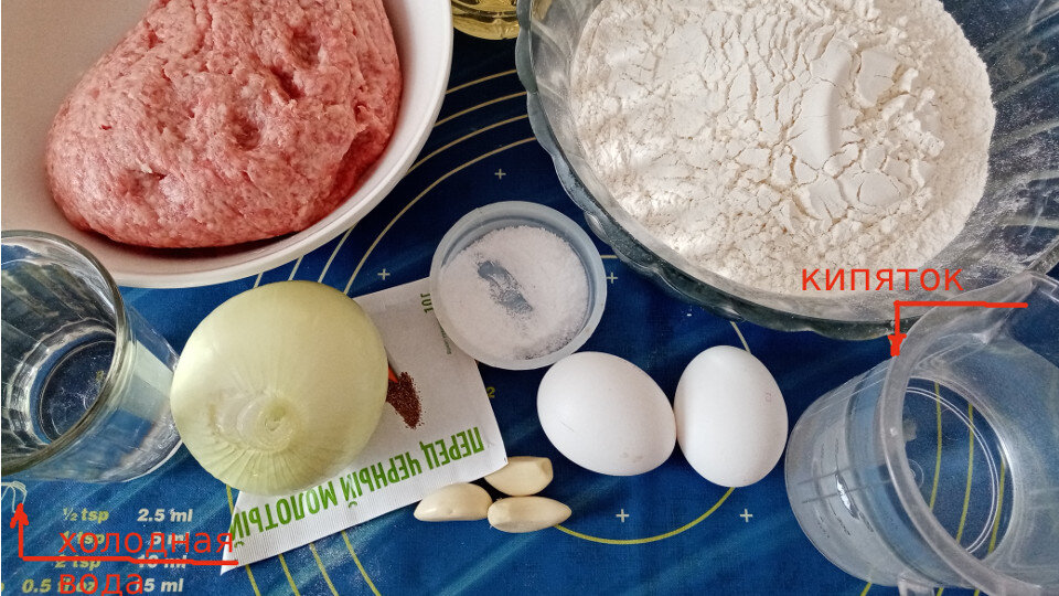 Ингредиенты для приготовления пельменей