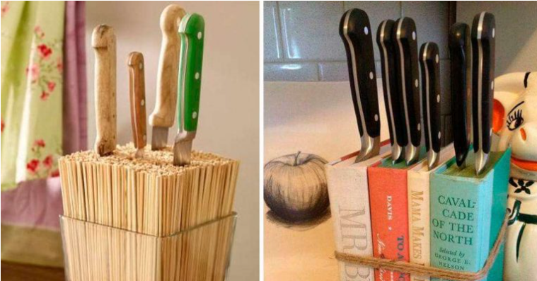 Включив фантазию, можно придумать различные интересные и оригинальные подставки для ножей