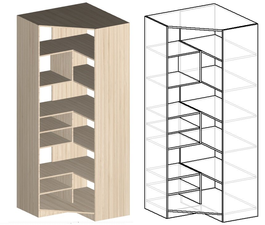Как сделать угловой шкаф, чертежи и схема расчета деталей