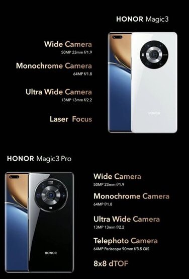 Характеристики HONOR Magic 3 и HONOR Magic 3 Pro