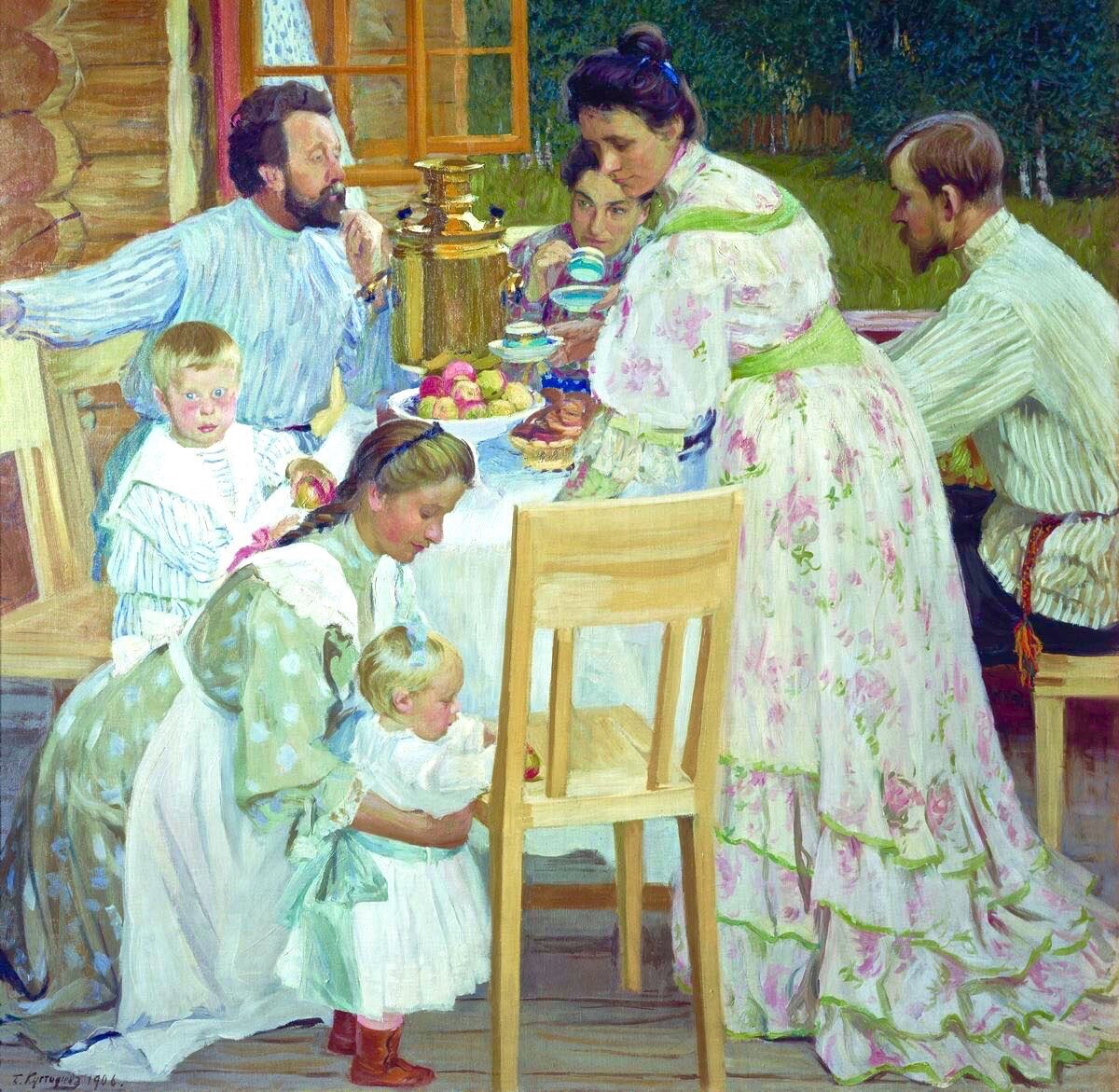 Картина чаепитие в мытищах кустодиев