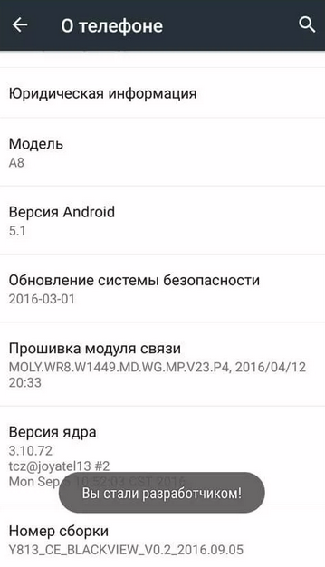 Включение режима разработчика Андроид