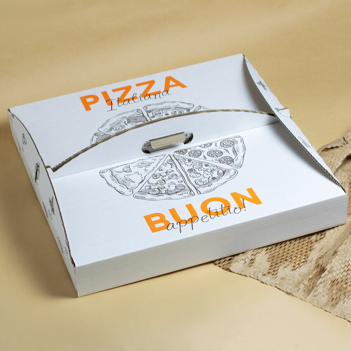 Коробка с ручками для пиццерии