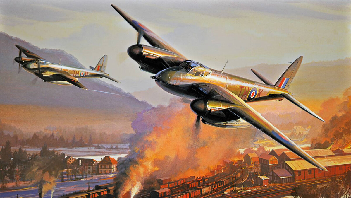 Рисунок самолета De Havilland Mosquito. Источник: https://www.goodfon.ru/