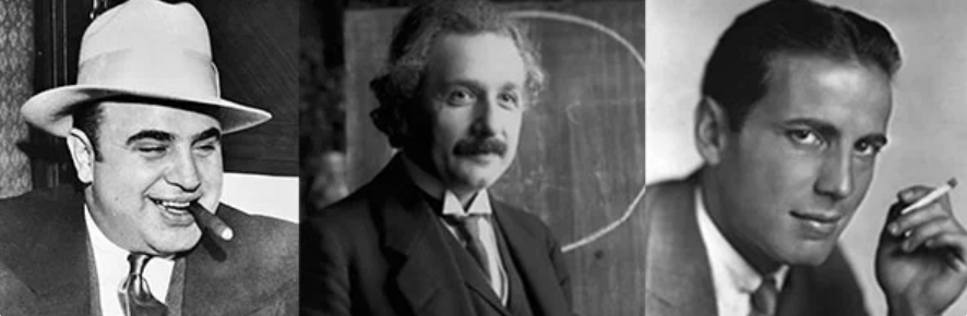 Слева направо: Аль Капоне, Альберт Эйнштейн, Хамфри Богарт 