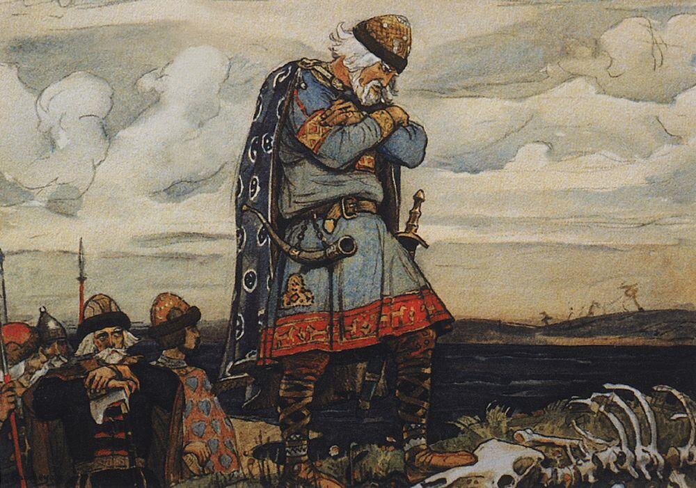 Олег у костей своего коня. В.М.Васнецов, 1899. Взято из Википедии.